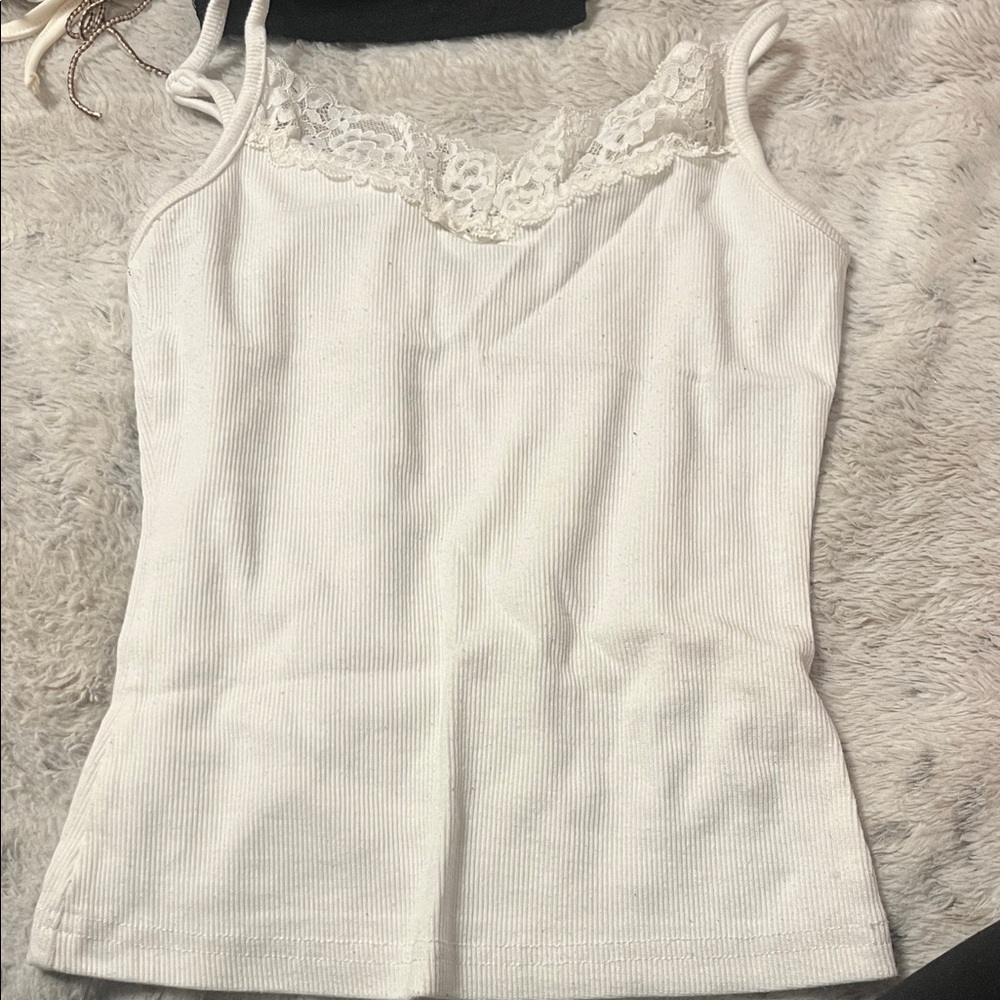 SHEIN White Lace Detail Camisole